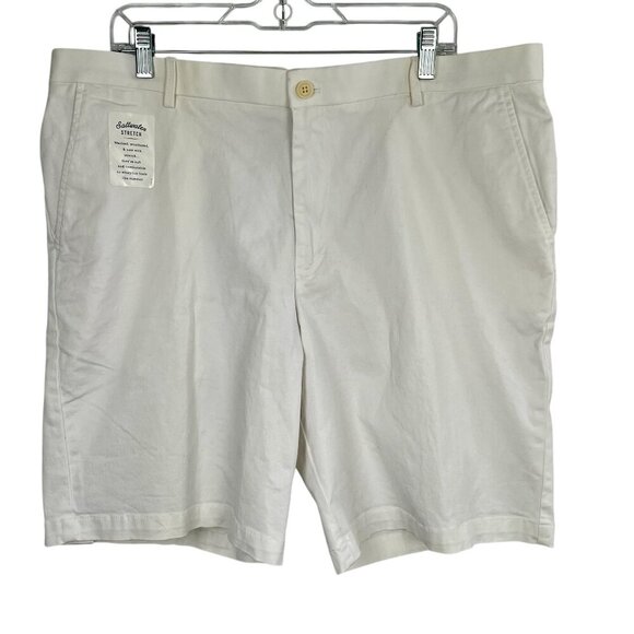 NWT Izod Saltwater Stretch Flat Front Washed Chino Cotton Short White Men's 38W - Picture 13 of 13